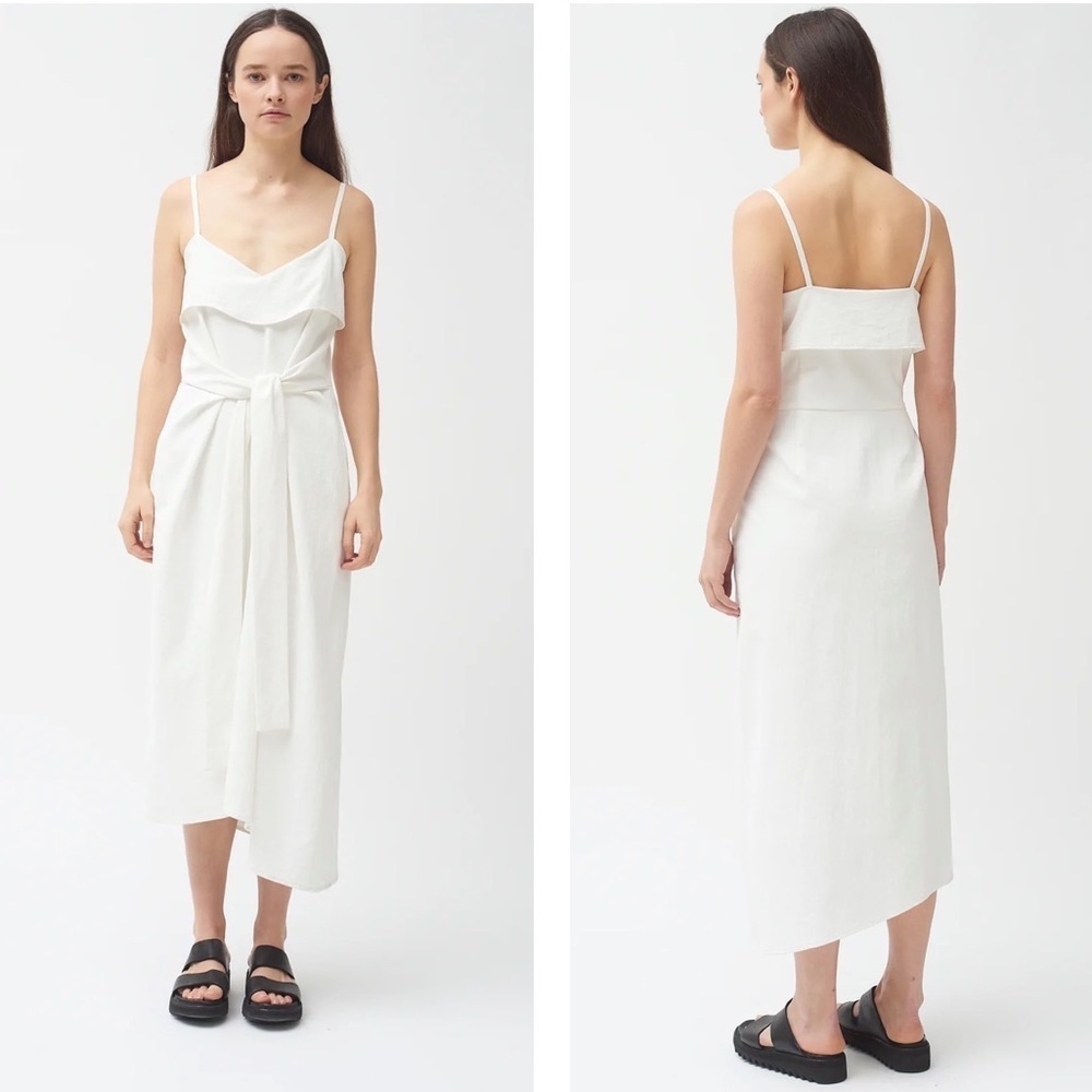 Colovos White Tank Tie Front Dress